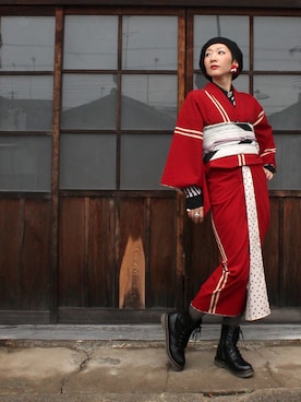 「アイテム（浴衣、シルバー系）」を使った、モダンアンテナさん（レディース・161cm）の秋コーディネート