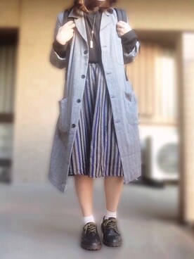 「B.L.U.E（ビーエルユーイー）のアイテム（スカート）」を使った、Rさん（レディース・153cm）の秋コーディネート