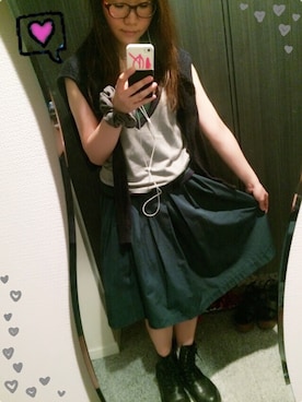 「ひざ丈スカート」｜まきchamさん（レディース・157cm・30代）の夏コーディネート
