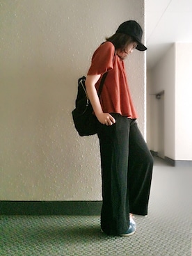 「one after another NICE CLAUP（ワンアフターアナザーナイスクラップ）のアイテム（キャップ）」を使った、まきchamさん（レディース・157cm）の夏コーディネート