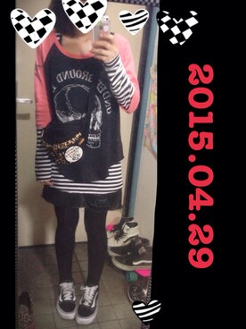 「HELL CAT PUNKS（ヘルキャットパンクス）のアイテム（バッグ）」を使った、A娘さん（レディース・153cm）の春コーディネート