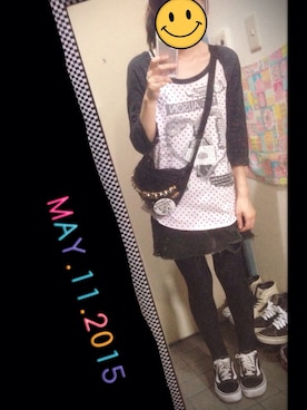 「HELL CAT PUNKS（ヘルキャットパンクス）のアイテム（バッグ）」を使った、A娘さん（レディース・153cm）の春コーディネート