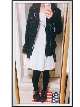 「RNA」｜「アイテム（ライダースジャケット）」を使った、A娘さん（レディース・153cm）の秋コーディネート