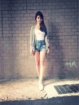 「OBEY」｜「アイテム（タンクトップ）」を使った、Abbie Liaoさん（レディース・164cm）の夏コーディネート