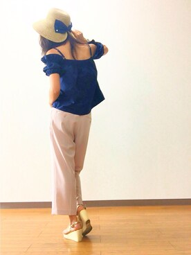 「tocco（トッコ）のアイテム（帽子）」を使った、HinoInaさん（レディース・163cm）の夏コーディネート