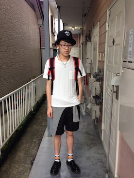 「膝上ショーツ」｜「アイテム（ブーツ）」を使った、shuntaさん（メンズ・175cm）の夏コーディネート
