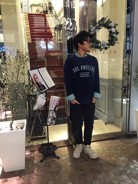 「Acne Studios（アクネストゥディオズ）のアイテム（デニムパンツ）」を使った、今井としひろさん（メンズ・172cm）の冬コーディネート