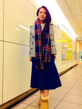 「マキシスカート」｜「アイテム（ピーコート）」を使った、norikazuさん（レディース・165cm）の秋コーディネート