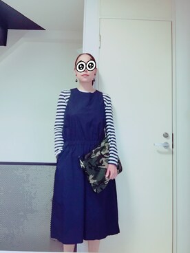 「LE GLAZIK（ルグラジック）のアイテム（つなぎ/オールインワン）」を使った、Saorinさん（レディース・163cm）の秋コーディネート