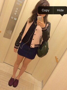 「モスグリーン」｜「アイテム（ライダースジャケット）」を使った、haruzさん（レディース・170cm）の秋コーディネート