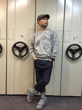 「JEAN PAUL GAULTIER FEMME（ジャンポールゴルチエフェム）のアイテム（カーディガン/ボレロ、グレー系）」を使った、k1amさん（メンズ・168cm）の冬コーディネート