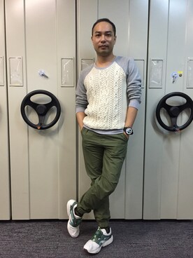「initial（イニシャル）のアイテム（チノパンツ）」を使った、k1amさん（メンズ・168cm）の冬コーディネート