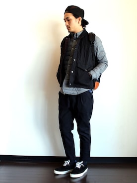「melple（メイプル）のアイテム（ダウンジャケット/コート）」を使った、miyachiさん（メンズ・174cm）の冬コーディネート