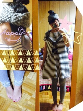 「no brand（ノーブランド）の裾にパール♡（レギンス/スパッツ、グレー系）」を使った、atty,,,さん（レディース・163cm）の秋コーディネート