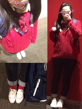 「NIKE（ナイキ）のナイキ/NIKE インターナショナリスト（スニーカー、グレー系）」を使った、atty,,,さん（レディース・163cm）の冬コーディネート