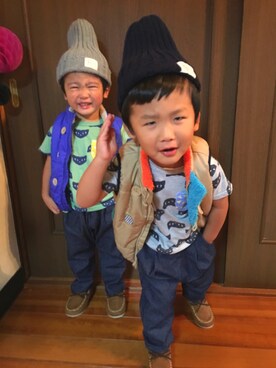 「アイテム（ダウンベスト、その他）」を使った、miki...◡̈1126さん（キッズ・90cm）の秋コーディネート