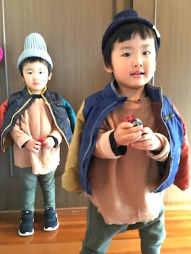 「双子コーデ」｜「アイテム（ナイロンジャケット）」を使った、miki...◡̈1126さん（キッズ・100cm）の秋コーディネート