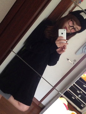 「黒ニット」｜しゃけふれーくさん（レディース・152cm）の冬コーディネート