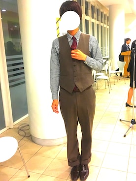 「茶色」｜「アイテム（セットアップ）」を使った、ma-ruさん（メンズ・180cm）の冬コーディネート