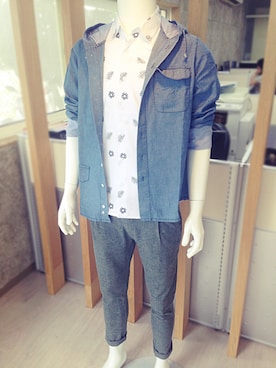 「Life8（ライフエイト）のアイテム（モッズコート）」を使った、許陽春麵さん（メンズ・175cm）の夏コーディネート