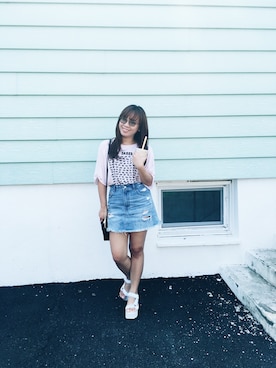 「Abercrombie&Fitch（アバークロンビーアンドフィッチ）のアイテム（スカート）」を使った、Glessieさん（レディース・160cm）の夏コーディネート