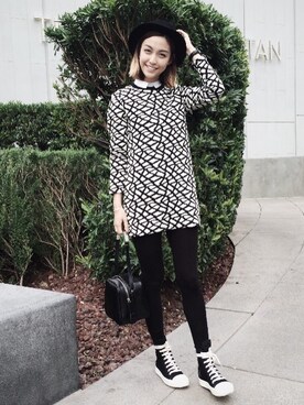 「DRKSHDW by RICK OWENS（ダークシャドウ バイ リックオウエンス）のアイテム」を使った、Jayne Thamさん（レディース・165cm）の冬コーディネート