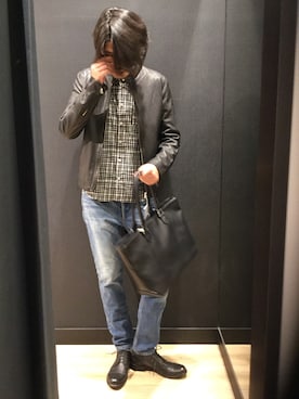 MORGAN HOMMEのライダースジャケットを使った人気ファッション