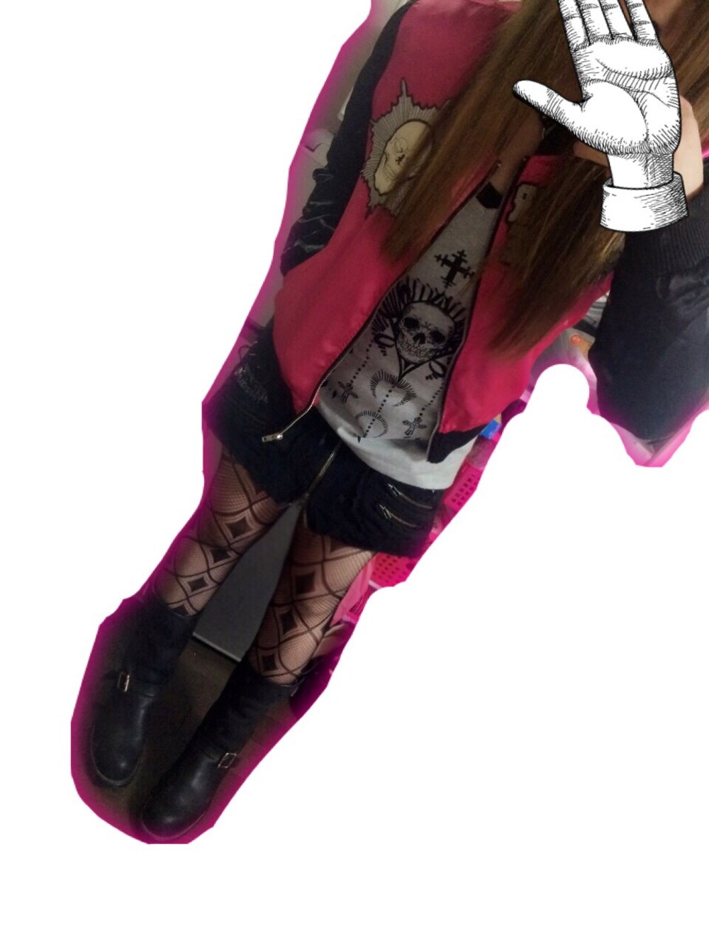 「rock、ロック、GLAD NEWS、グラッドニュース」｜「GLADNEWSのアイテム（Tシャツ/カットソー、グレー系）」を使った、クラウザーさきさん（レディース・166cm）の春コーディネートの1枚目の写真