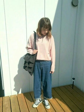 「フリルトート」｜「アイテム（アクセサリー）」を使った、minakoさん（レディース・160cm）の秋コーディネート