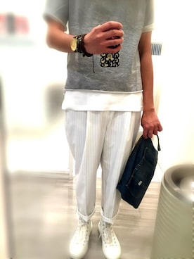 「Lee（リー）のアイテム（クラッチバッグ）」を使った、Kenさん（メンズ・173cm）の夏コーディネート