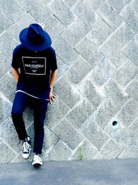 「GLOBAL WORK（グローバルワーク）のフェルトロングブリムハット/705078（ハット）」を使った、Kenさん（メンズ・174cm）の秋コーディネート