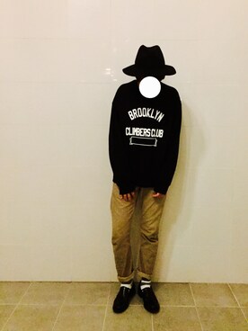「GLOBAL WORK（グローバルワーク）のフェルトロングブリムハット/705078（ハット）」を使った、Kenさん（メンズ・174cm）の秋コーディネート