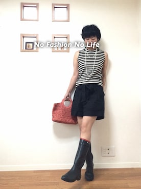 「キュロット」｜「アイテム（レインシューズ）」を使った、まるさん（レディース・165cm）の夏コーディネート