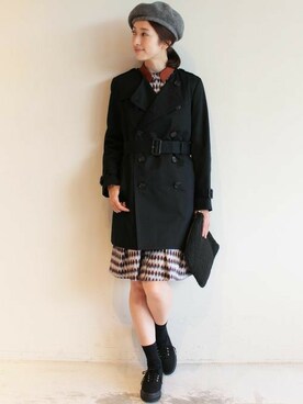 「トレンチ」｜「アイテム（ハンチング/ベレー帽）」を使った、BEAUTY&YOUTH オフィススタッフ 02さん（レディース・163cm）の秋コーディネート