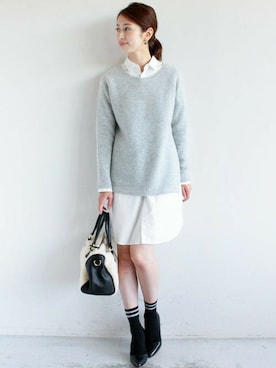 「アンゴラ」｜「アイテム（ワンピース/ドレス）」を使った、BEAUTY&YOUTH オフィススタッフ 02さん（レディース・163cm）の秋コーディネート