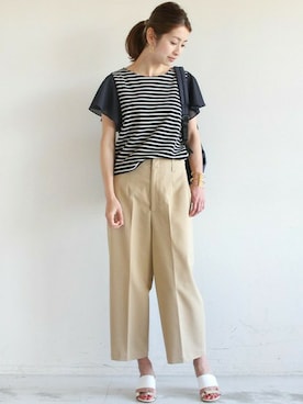 「ダブルクロスパンツ」｜BEAUTY&YOUTH オフィススタッフ 02さん（レディース・163cm）の春コーディネート