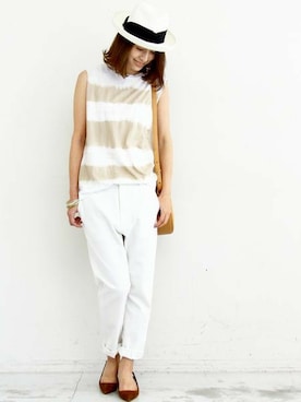 「テーパードデニム」｜BEAUTY&YOUTH オフィススタッフ 02さん（レディース・163cm）の春コーディネート