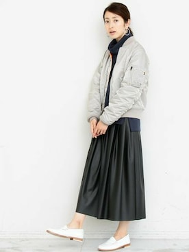 「BEAUTY&YOUTH UNITED ARROWS」｜「アイテム（MA-1）」を使った、BEAUTY&YOUTH オフィススタッフ 02さん（レディース・163cm）の秋コーディネート