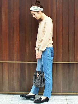 「Klin DENIM（クリーンデニム）のアイテム」を使った、BEAUTY&YOUTH オフィススタッフ 02さん（レディース・163cm）の冬コーディネート