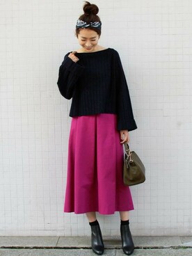 「BEAUTY&YOUTH UNITED ARROWS（ビューティーアンドユースユナイテッドアローズ）のBYSF∴ カラー2WAYハンドショルダー ◆（ハンドバッグ）」を使った、BEAUTY&YOUTH オフィススタッフ 02さん（レディース・163cm）の冬コーディネート