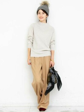 「BEAUTY&YOUTH UNITED ARROWS（ビューティーアンドユースユナイテッドアローズ）のBYSF∴ カラー2WAYハンドショルダー ◆（ハンドバッグ）」を使った、BEAUTY&YOUTH オフィススタッフ 02さん（レディース・163cm）の冬コーディネート