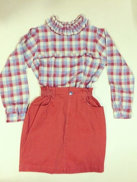 「オレンジスカート」｜Raikaさん（レディース・162cm）の冬コーディネート