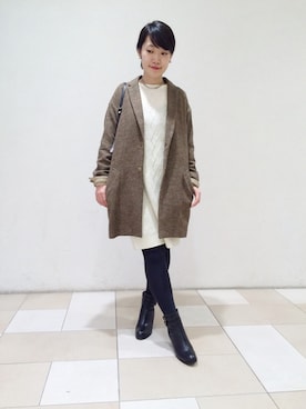 「FIL DE FER（フィルデフェール）のアイテム（チェスターコート）」を使った、RolladeX STAFFさん（レディース・160cm）の秋コーディネート