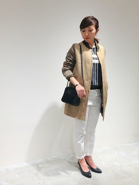 「ストライプニット」｜「アイテム（その他アウター）」を使った、RolladeX STAFFさん（レディース・160cm）の秋コーディネート