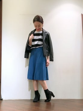 「NOMBRE IMPAIR（ノンブルアンペール）のアイテム（ライダースジャケット）」を使った、RolladeX STAFFさん（レディース・160cm）の秋コーディネート