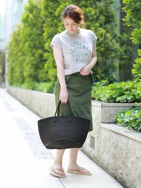 「ISLAND SLIPPER（アイランドスリッパ）のアイテム」を使った、etsukoさん（レディース・155cm）の春コーディネート