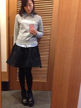 「スウェット×シャツ」｜atsukoさん（レディース・162cm）の冬コーディネート