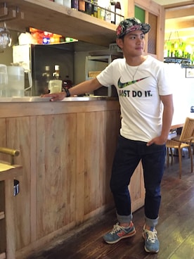 「祭り」｜「アイテム（キャップ）」を使った、しょうさん（メンズ・170cm）の夏コーディネート
