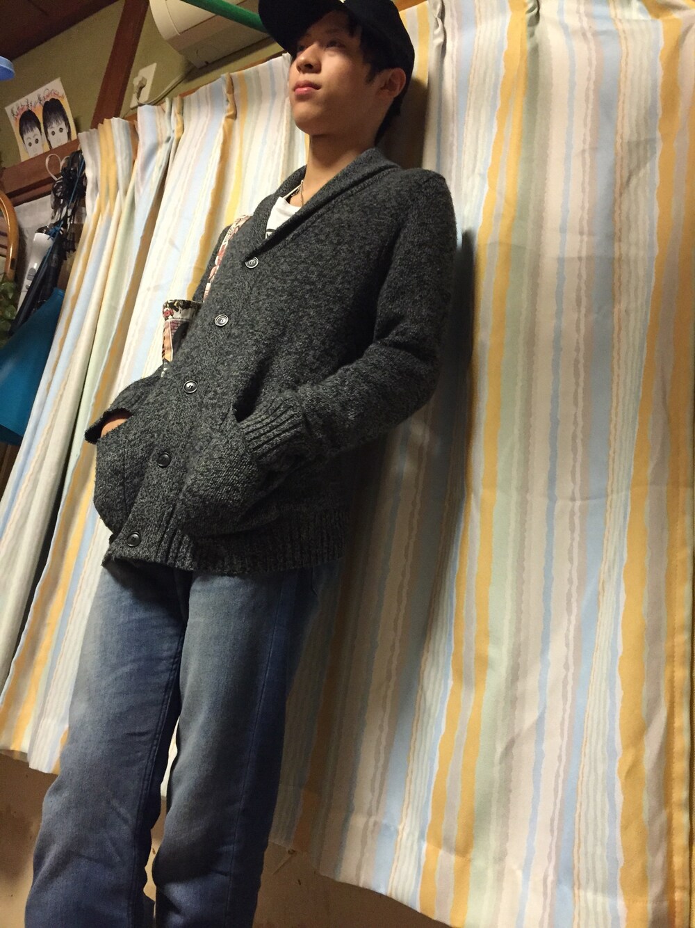 「HARE、Hysteric Glamour」｜「HAREのアイテム（カーディガン/ボレロ、グレー系）」を使った、タカティンさん（メンズ・172cm）の秋コーディネートの1枚目の写真