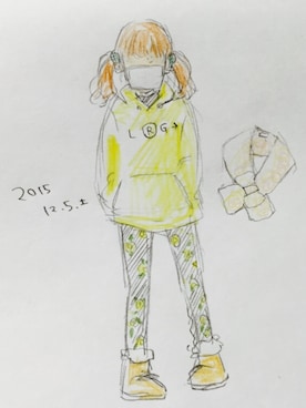 「アイテム（アンダーウェア、ブラック系）」を使った、U kirimiさん（レディース・154cm）の冬コーディネート